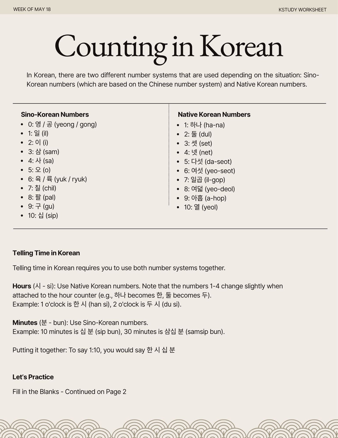 Korean Lesson: Counting in Korean