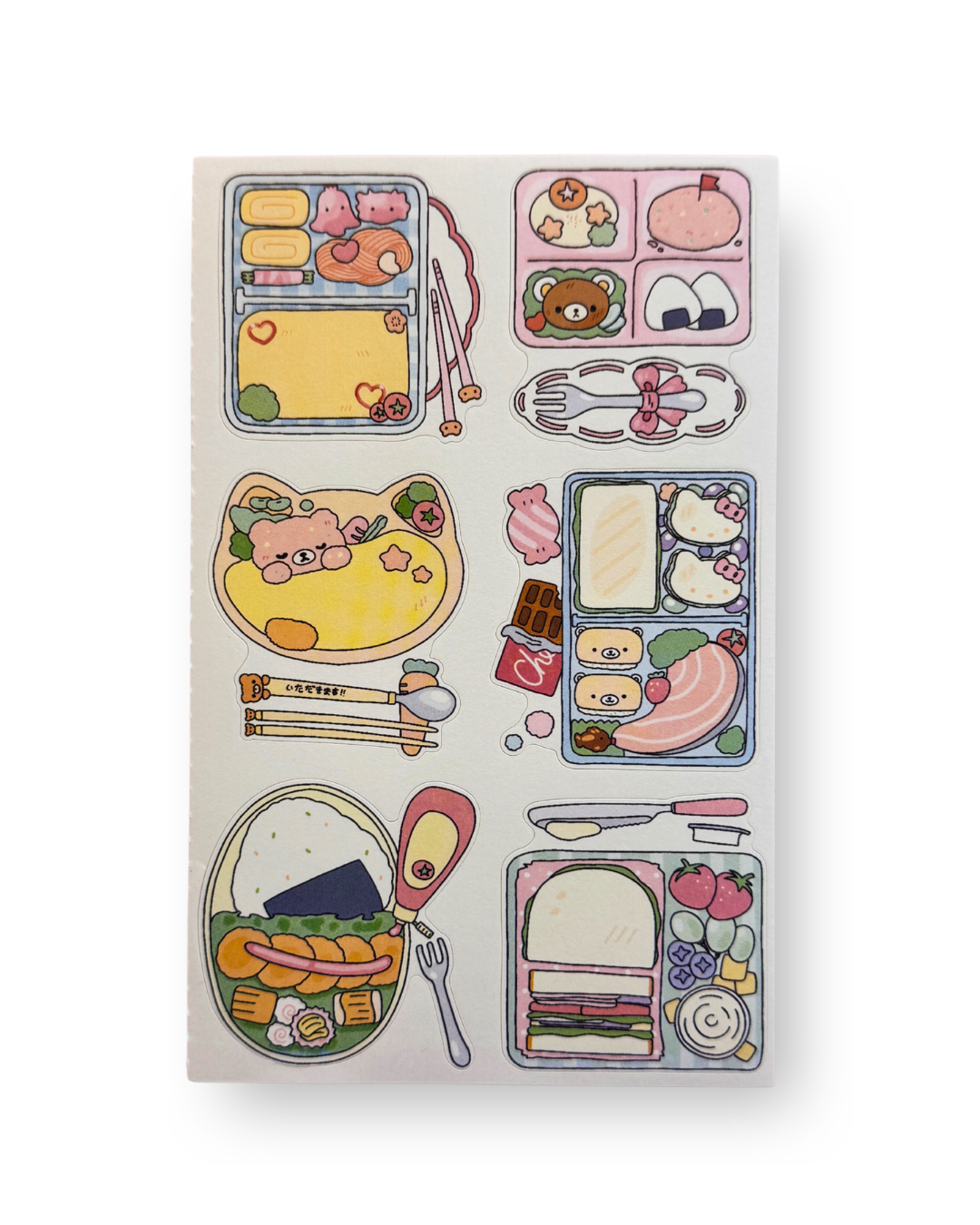 Cute Bento Box Memo Sticker Sheet | Kawaii Korean Stationery | Food Journal Deco