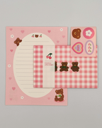 Pink Gingham Picnic Teddy Bear Letter Set