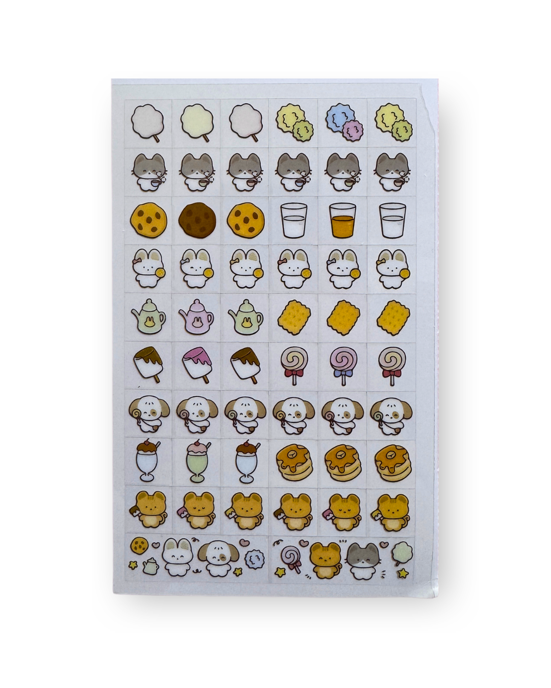 Cute Cafe & Dessert Animals Sticker Sheet | Kawaii Korean Stationery | Journal Deco