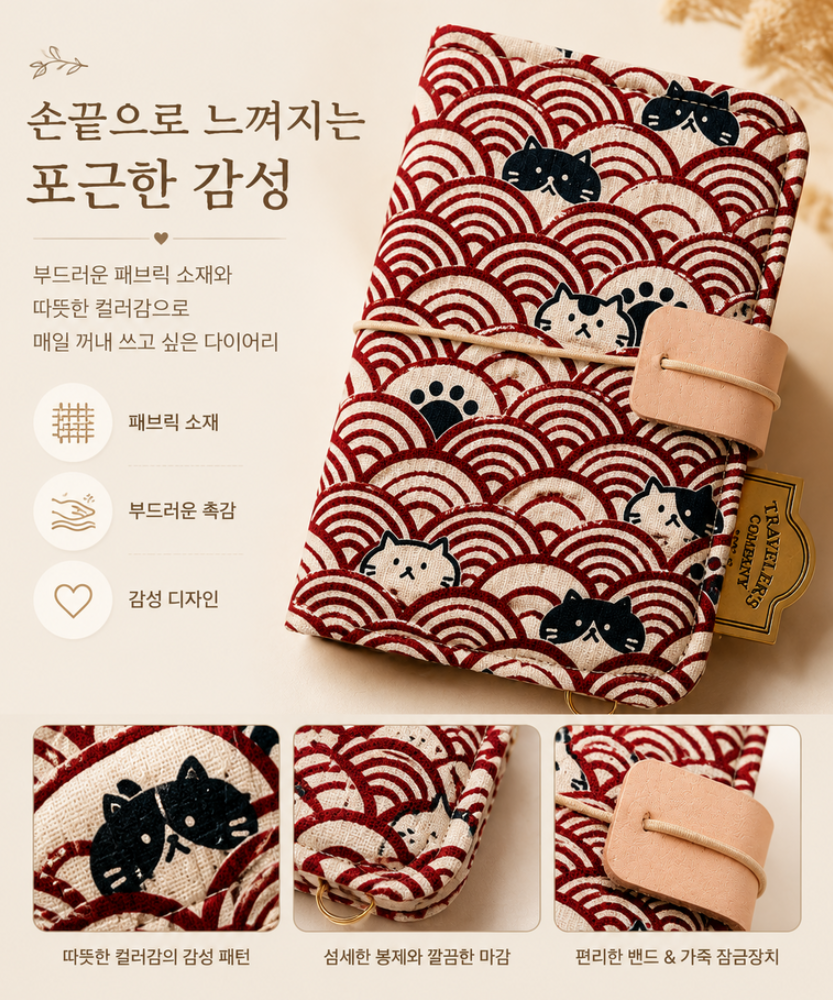 A7 Sentimental Fabric 6-Ring Mini Diary / Notebook