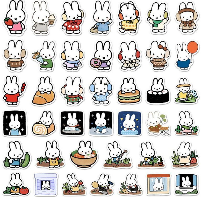 Cute Miffy Character Waterproof Deco Sticker Set (160 Pieces)