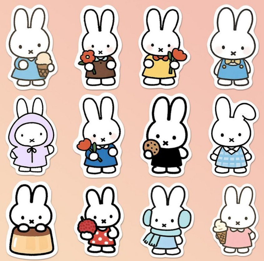 Cute Miffy Character Waterproof Deco Sticker Set (160 Pieces)