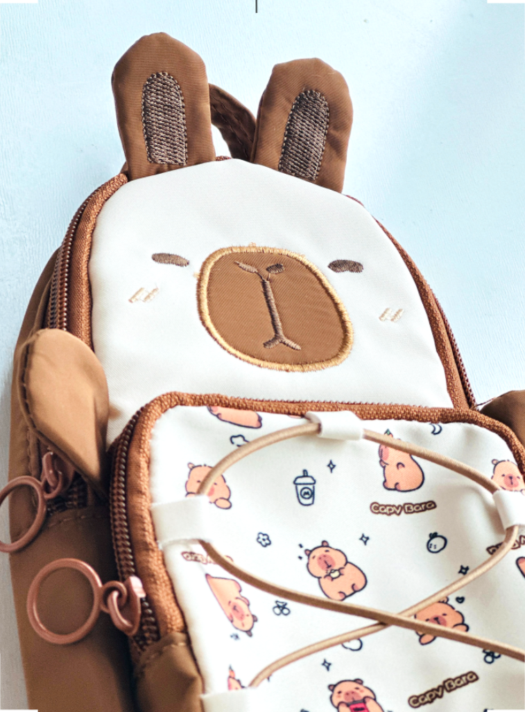 KeepTill Capybara Stand-type Pencil Case with Handle Fabric Pen Pouch