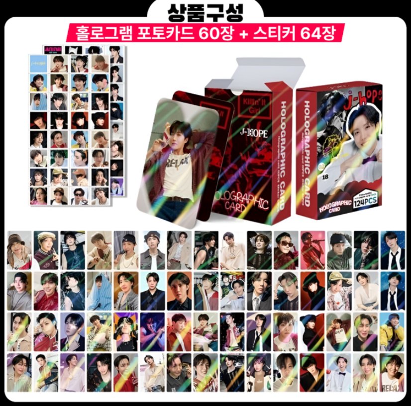 Official BTS Member Special Edition Hologram Photocard & Sticker Set (124 Pieces)