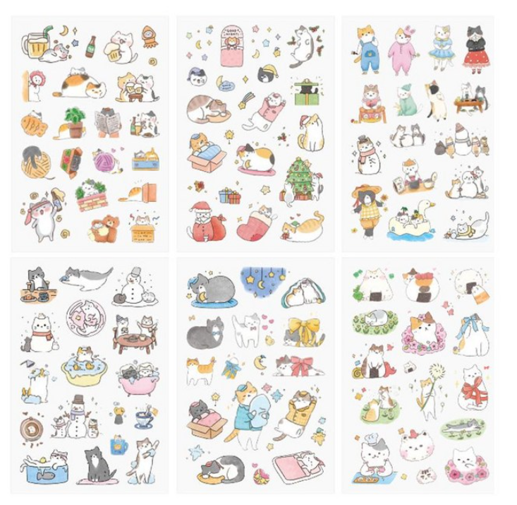 Kawaii Animal Watercolor Sticker Set