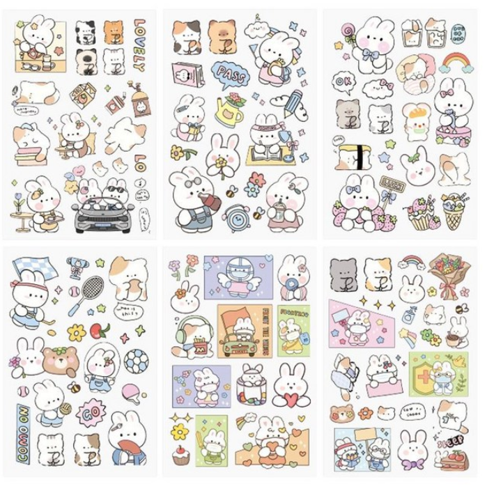 Kawaii Animal Watercolor Sticker Set