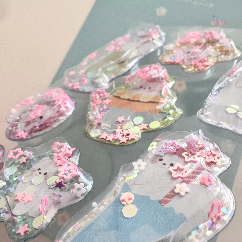 Kawaii 3D Kitty Aqua Shaker Stickers