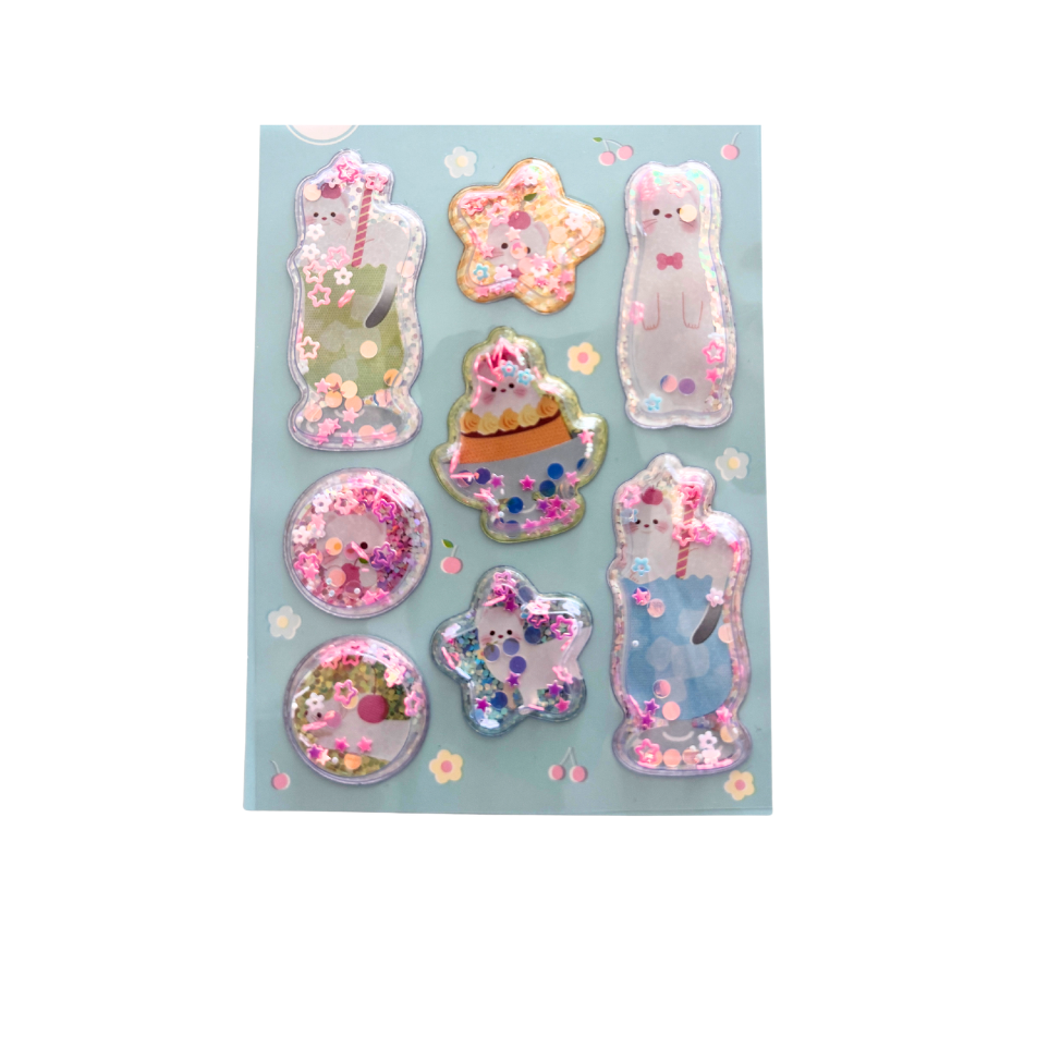 Kawaii 3D Kitty Aqua Shaker Stickers