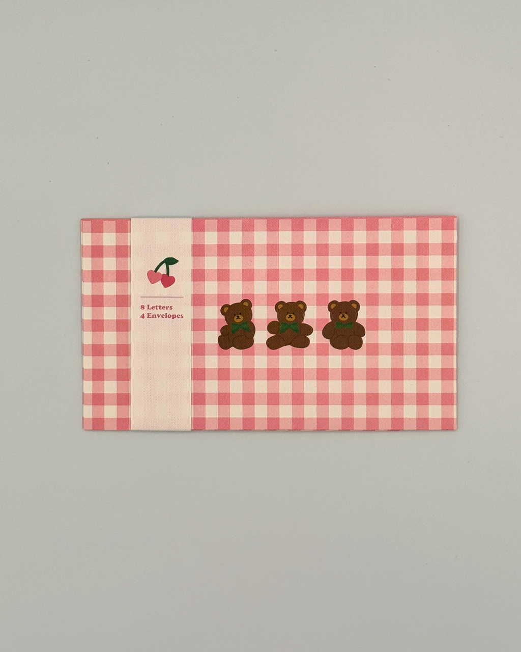 Pink Gingham Picnic Teddy Bear Letter Set