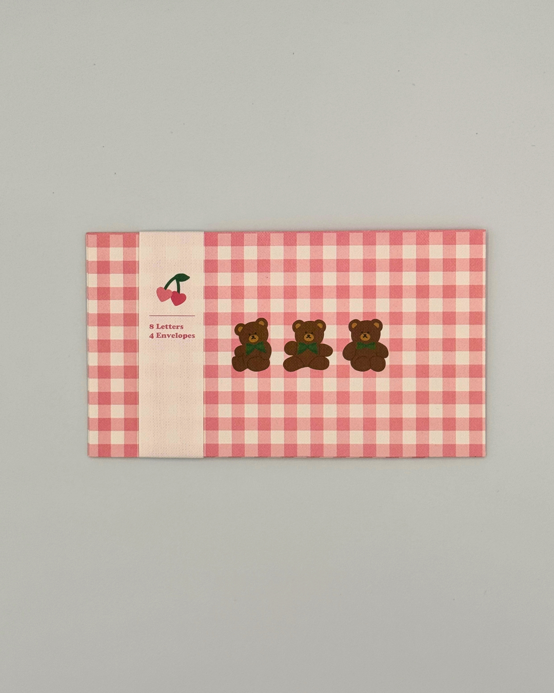 Pink Gingham Picnic Teddy Bear Letter Set