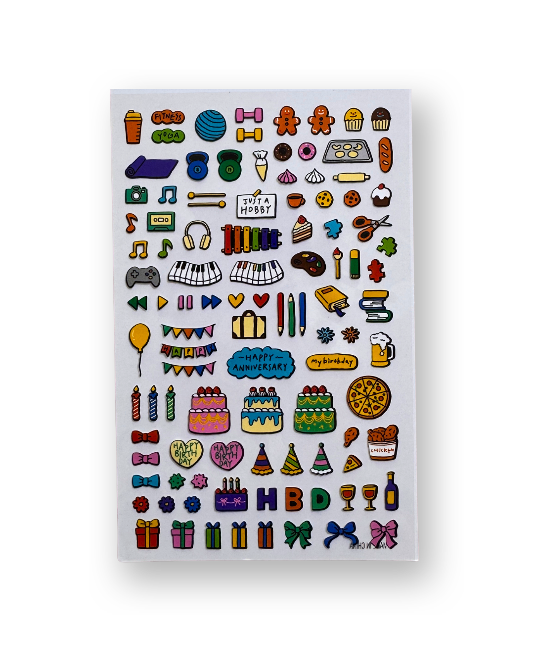 Colorful Hobbies & Party Mini Icons Sticker Sheet | Kawaii Korean Stationery | Planner Deco