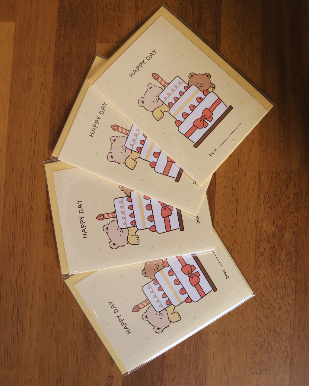 Happy Birthday Card & Envelope Bushi-shi Bear Set of 2