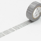 A roll of gray patterned washi tape with a textured, sketch-like design, shown partially unrolled on a clean white background.