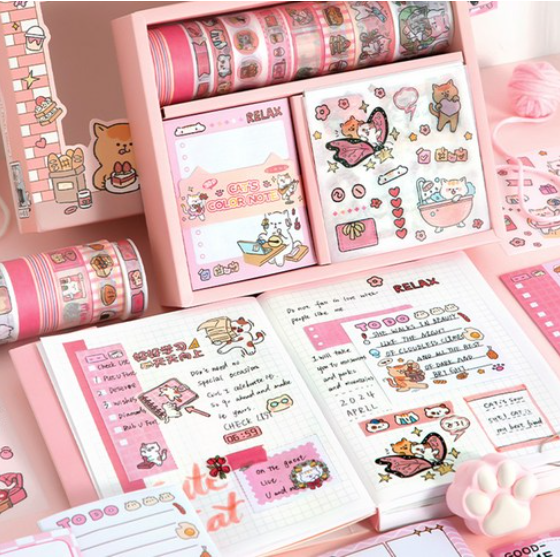 Stickery Decorating Box Diary Decorating Set, Cat Dessert