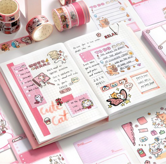 Stickery Decorating Box Diary Decorating Set, Cat Dessert