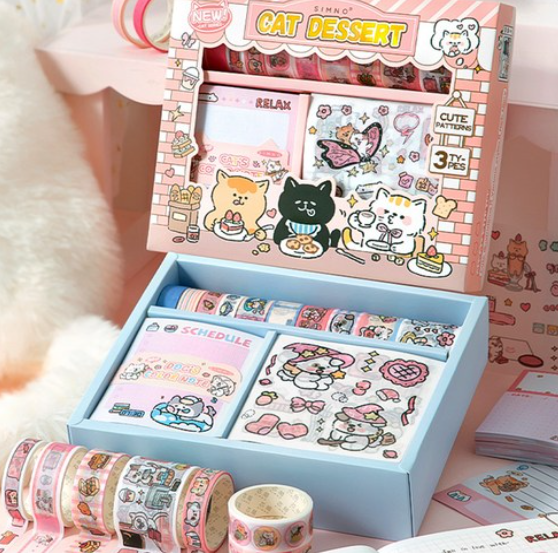 Stickery Decorating Box Diary Decorating Set, Cat Dessert