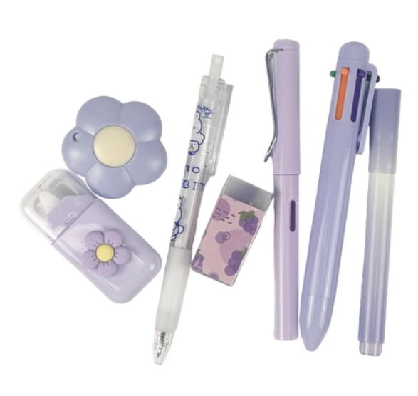 Lavender Purple Stationery Set of 7 Items