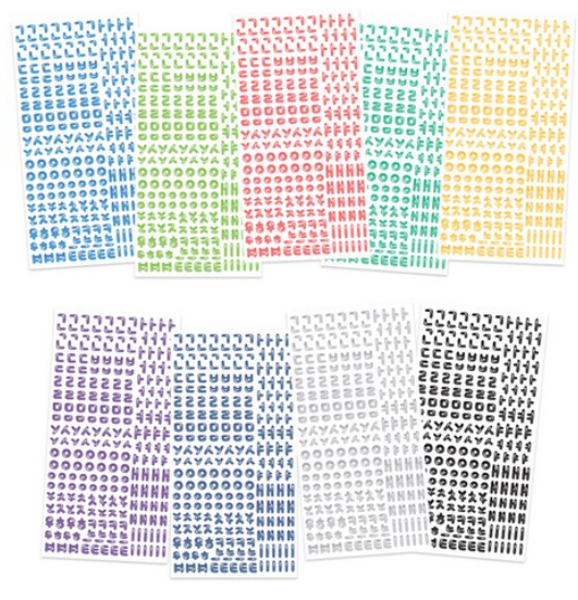 Korean Lettering Alphabet Sticker Set