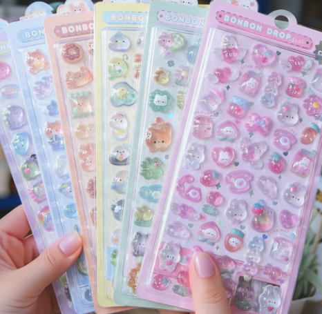 Kawaii BonBon Drop 3D Stickers - Set of 6