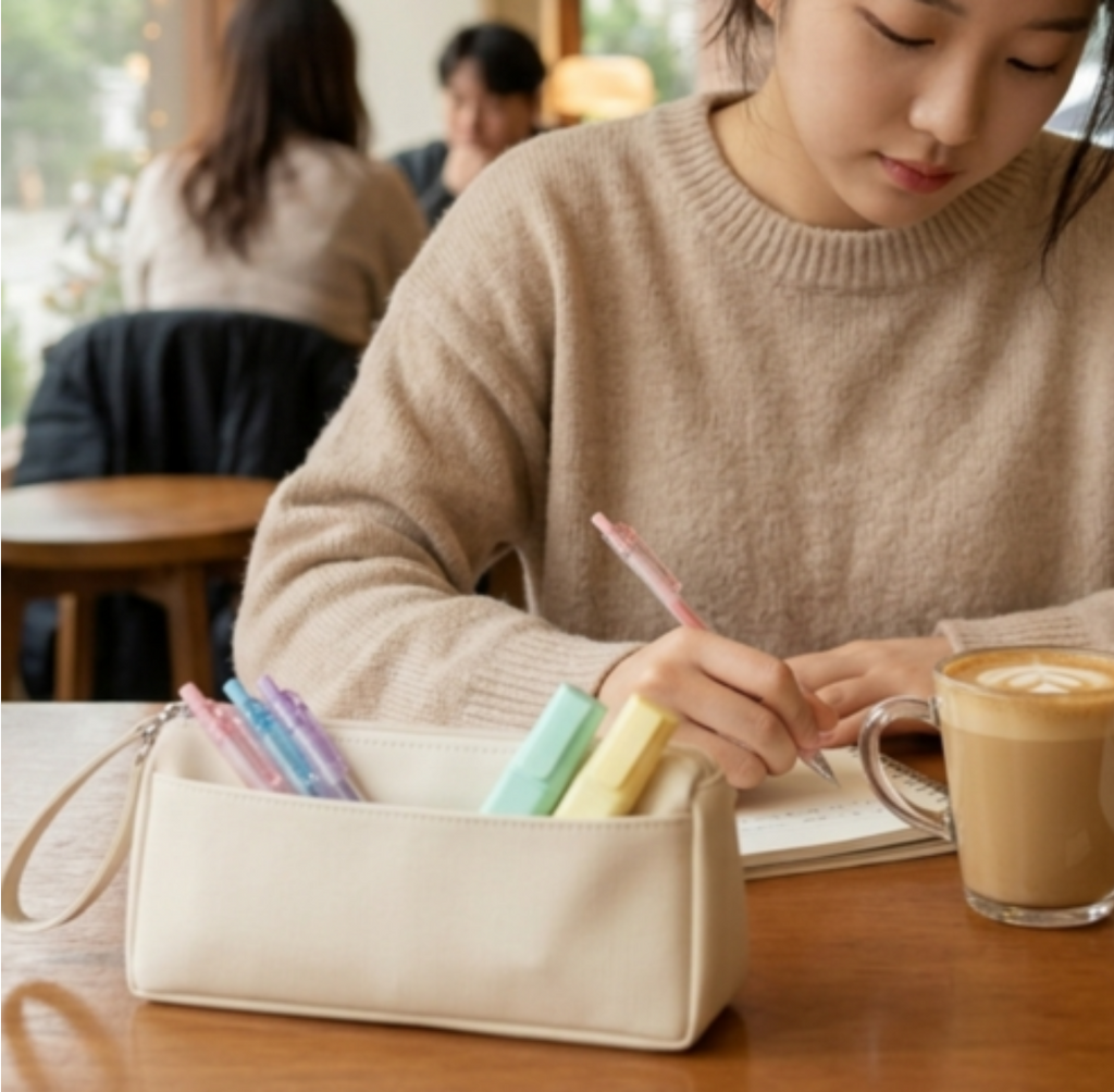 Clean Large Capacity Storage Pencil Case, Ivory
