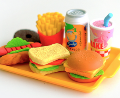 Kawaii Hamburger Eraser Set