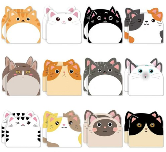 Cute Cat Sticky Note Set - Set of 12
