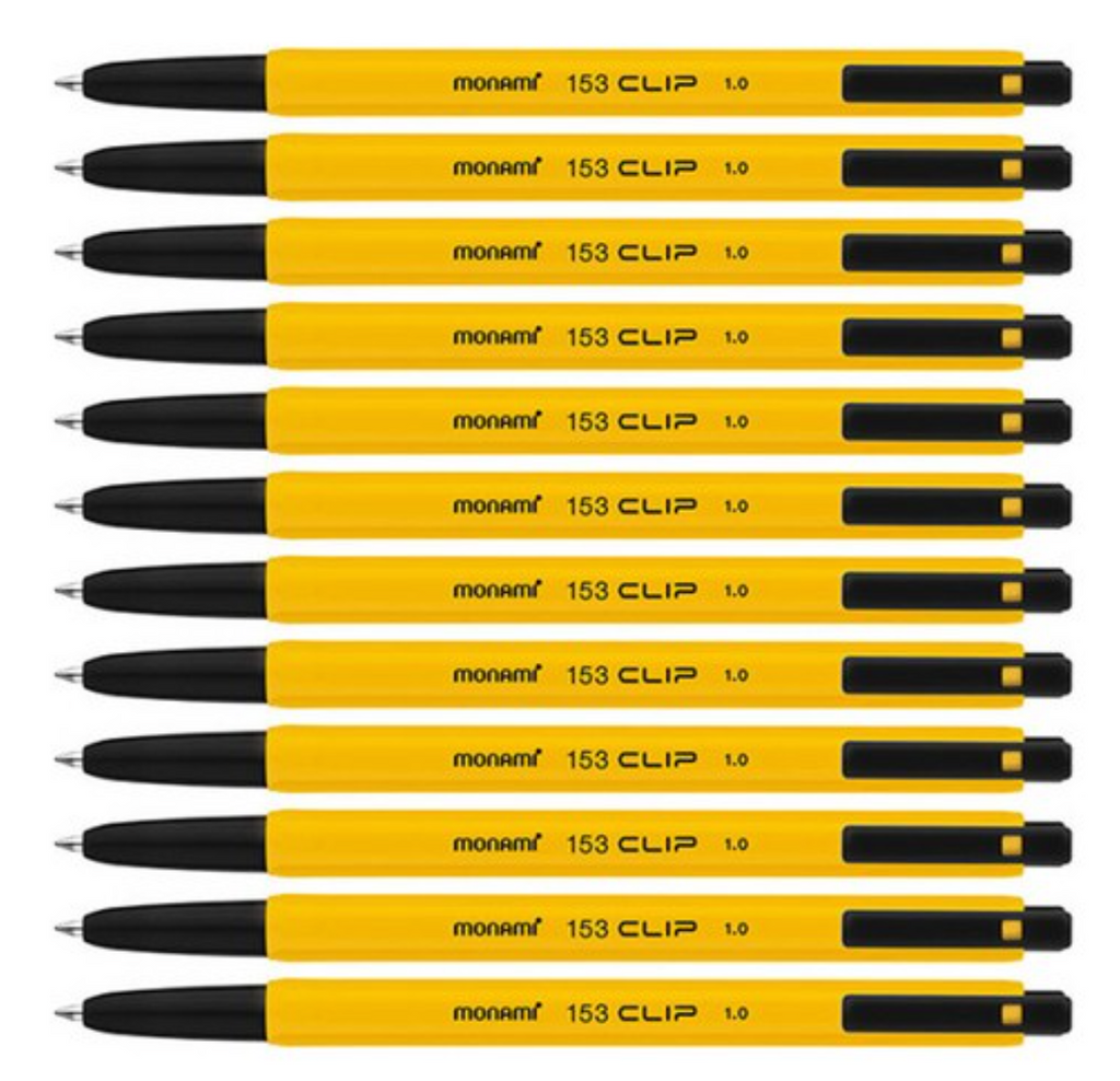 153 clip ballpoint pen 1.0 mm, black, 12 pcs