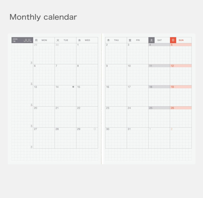 Hobonichi Techo Cousin Diary 2026 A5 English Edition Monday Start