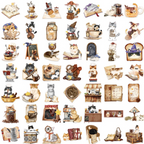 Whimsical Magic & Cute Cat Cafe Transparent Kiss Cut Stickers | 50 Pieces