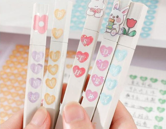 Heart Glitter Hologram Alphabet Journal Sticker Set | 6 Pieces