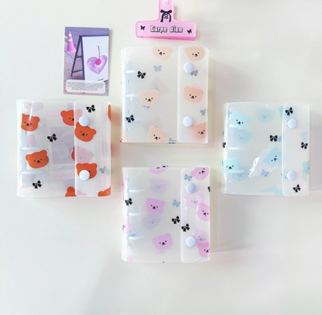 A8 Photocard Binder Teddy Bear Pastel Mini Diary 3-Ring Binder