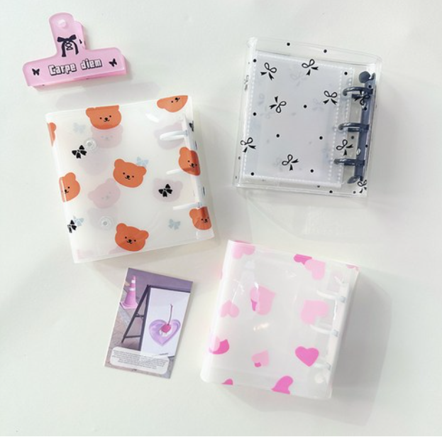 A8 Photocard Binder Teddy Bear Pastel Mini Diary 3-Ring Binder