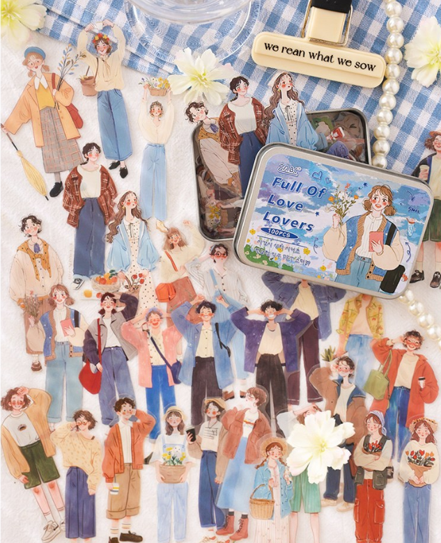Full of Love Daily Vintage Fashion Sticker Flake Set - 100 Stickers