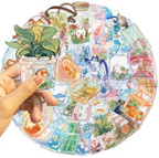 50-Piece Whimsical Miniature Worlds PET Sticker Set