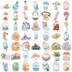 50-Piece Whimsical Miniature Worlds PET Sticker Set