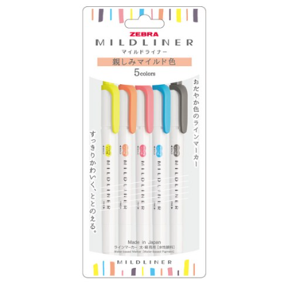 Zebra Mildliner Highlighter Set of 5 - Fruit Colors