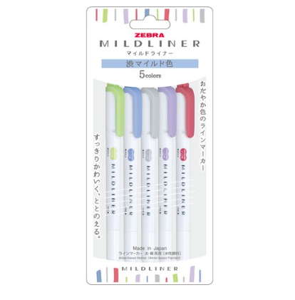 Zebra Mildliner Highlighter Set of 5 - Muted Colors