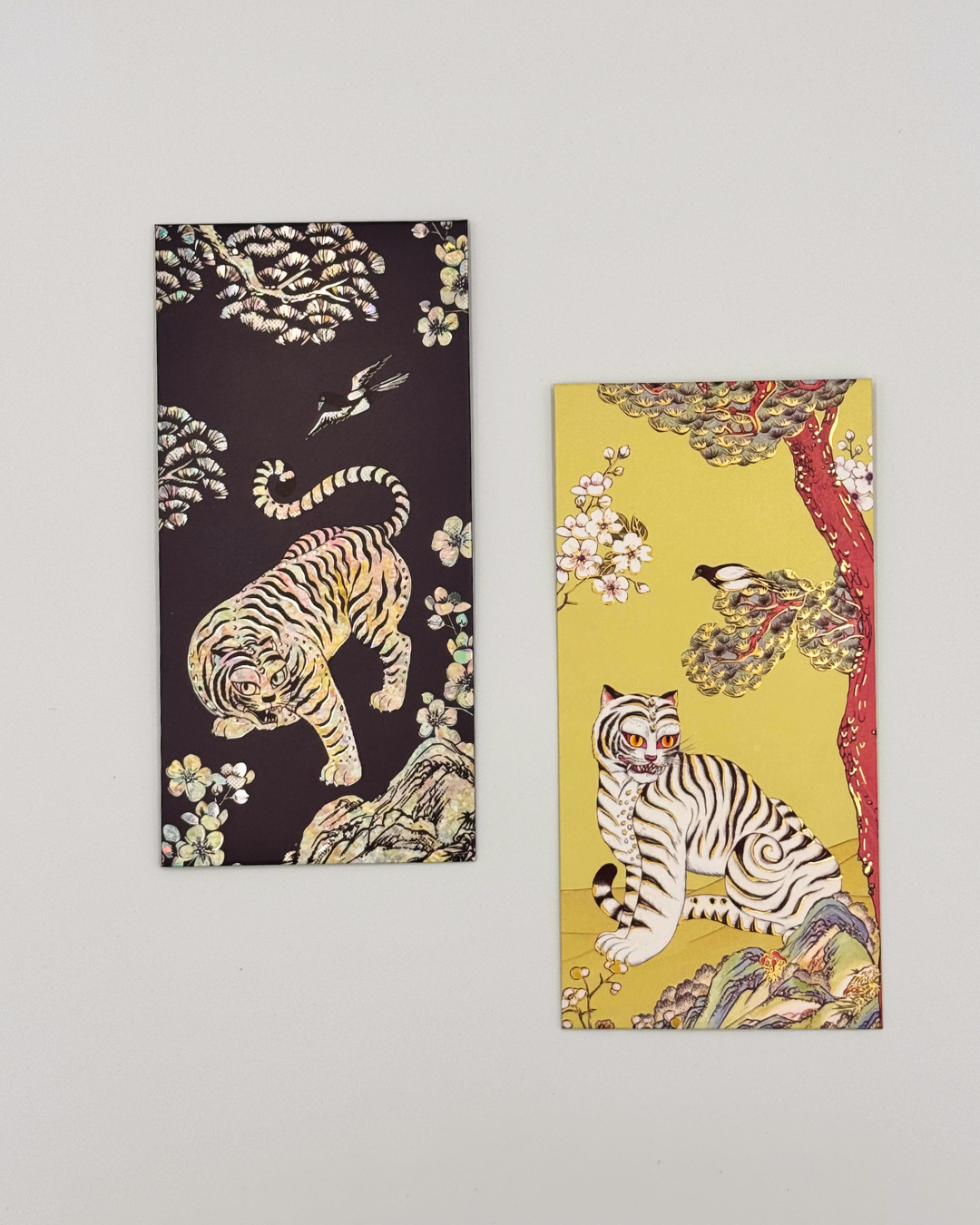 White Tiger Mother of Pearl Envelope Set of 2
