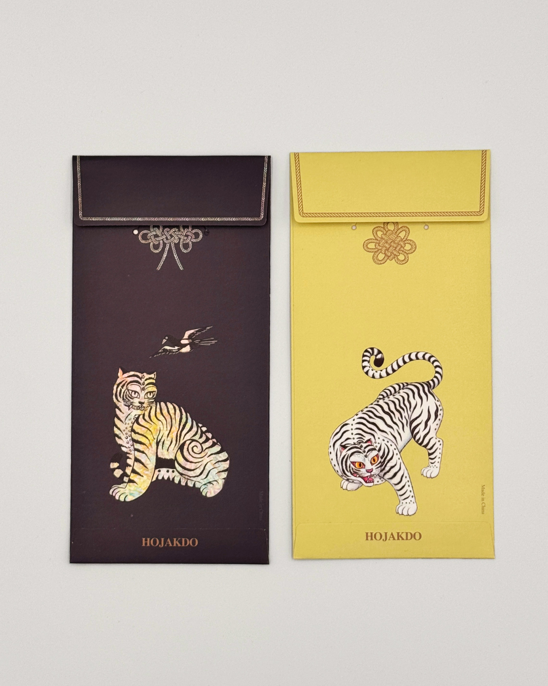 White Tiger Mother of Pearl Envelope Set of 2